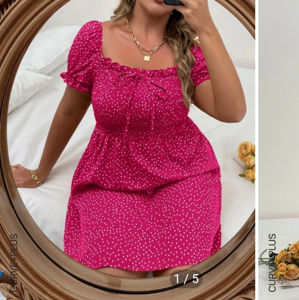 Pink polka dot dress